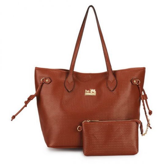 Coach City Knitted Medium Brown Totes DZL - Click Image to Close